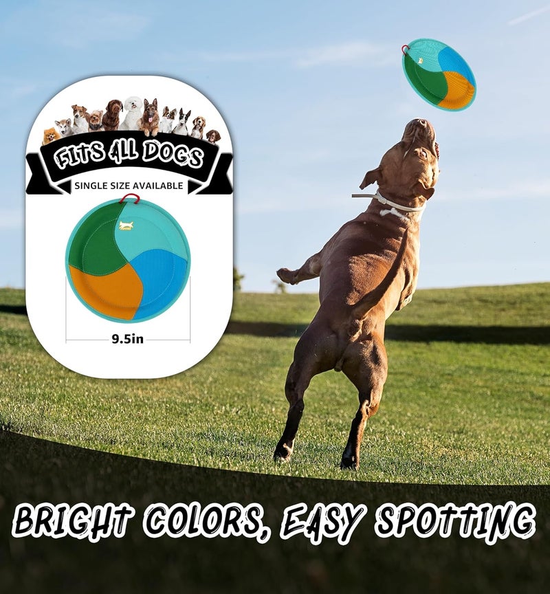 IPTPAS Dog Flying Disc Dog Flyer Toy for Fetch, Durable Nylon 9.5" Diameter with Soft and Thick Edges, Gentle on Teeth & Gums, Lightweight & Water Floating, Outdoor Play for All Breeds (A-Blue/Orange) - Image 3